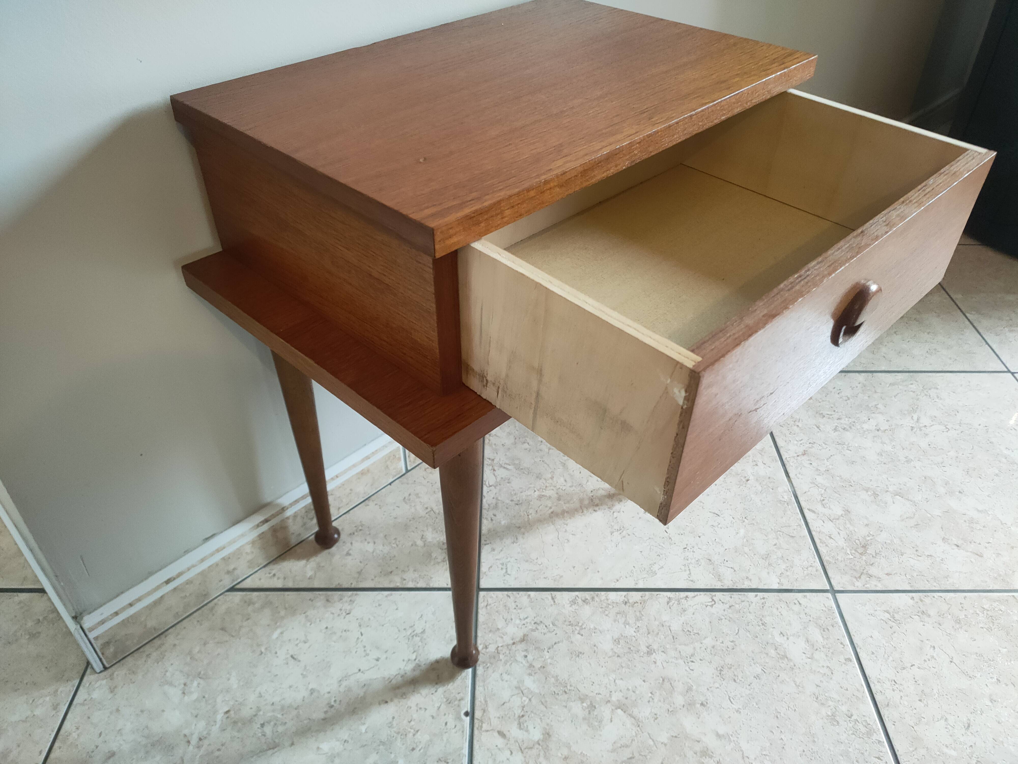 vintage teak bedside table