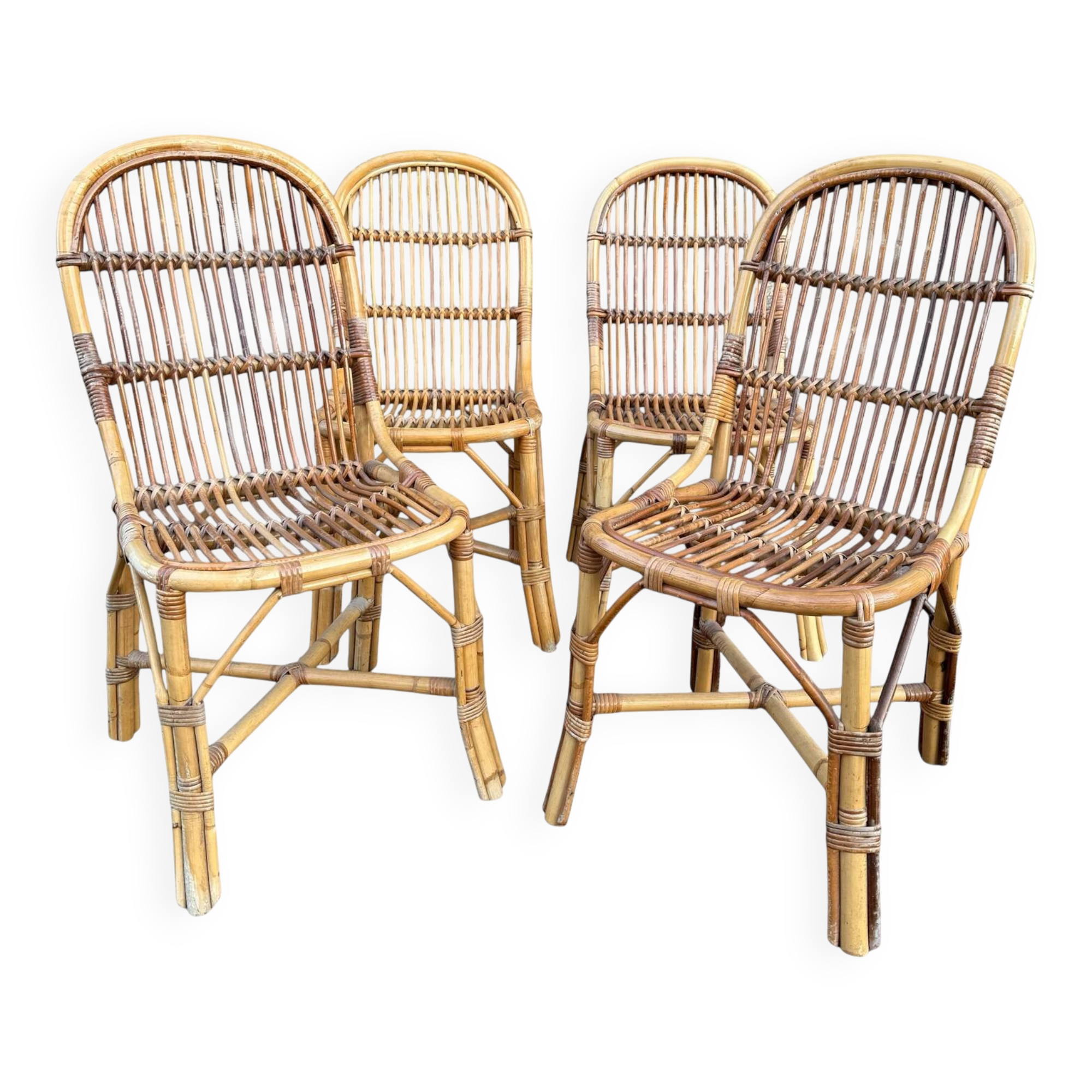 1960s rattan chairs from France