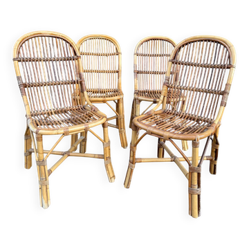 Chaises en rotin des années 60 France