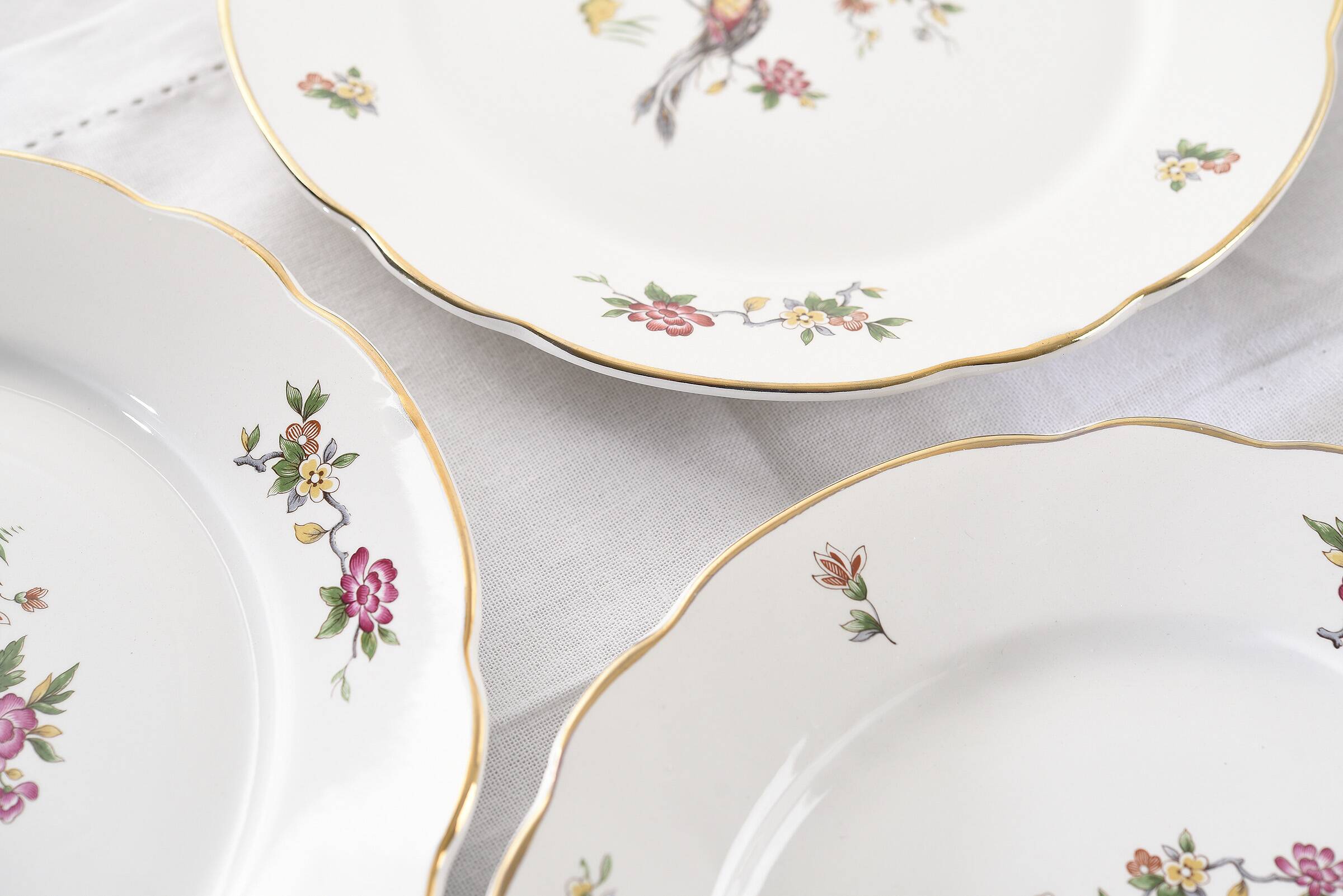 Set of 6 flat plates, Condé de Digoin Sarreguemines model.
