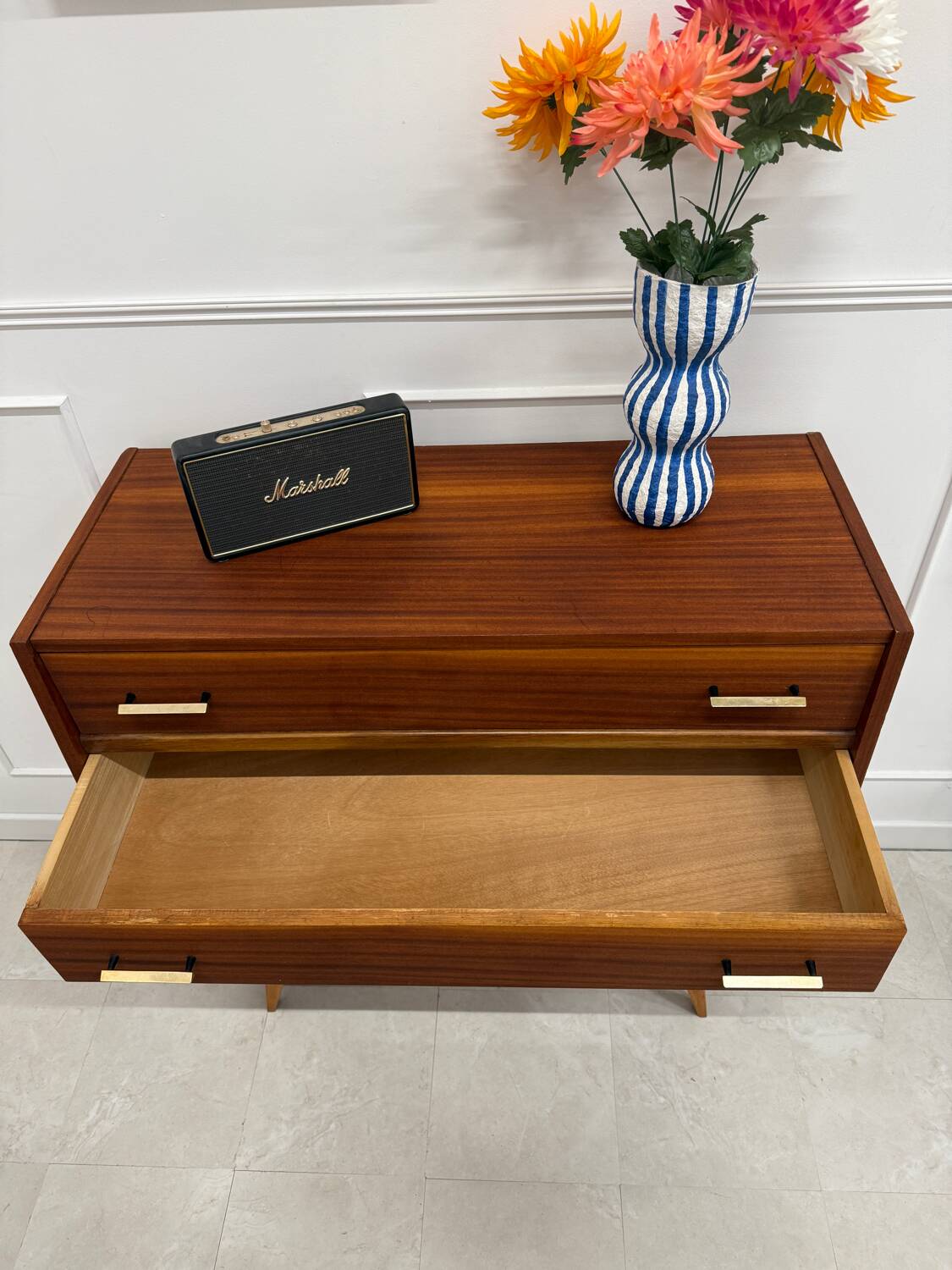 Vintage chest of drawers with compass feet