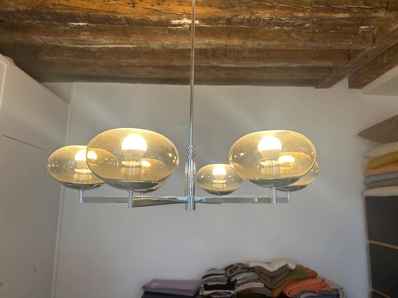 Sciolari chandelier with 6 branches in chrome.