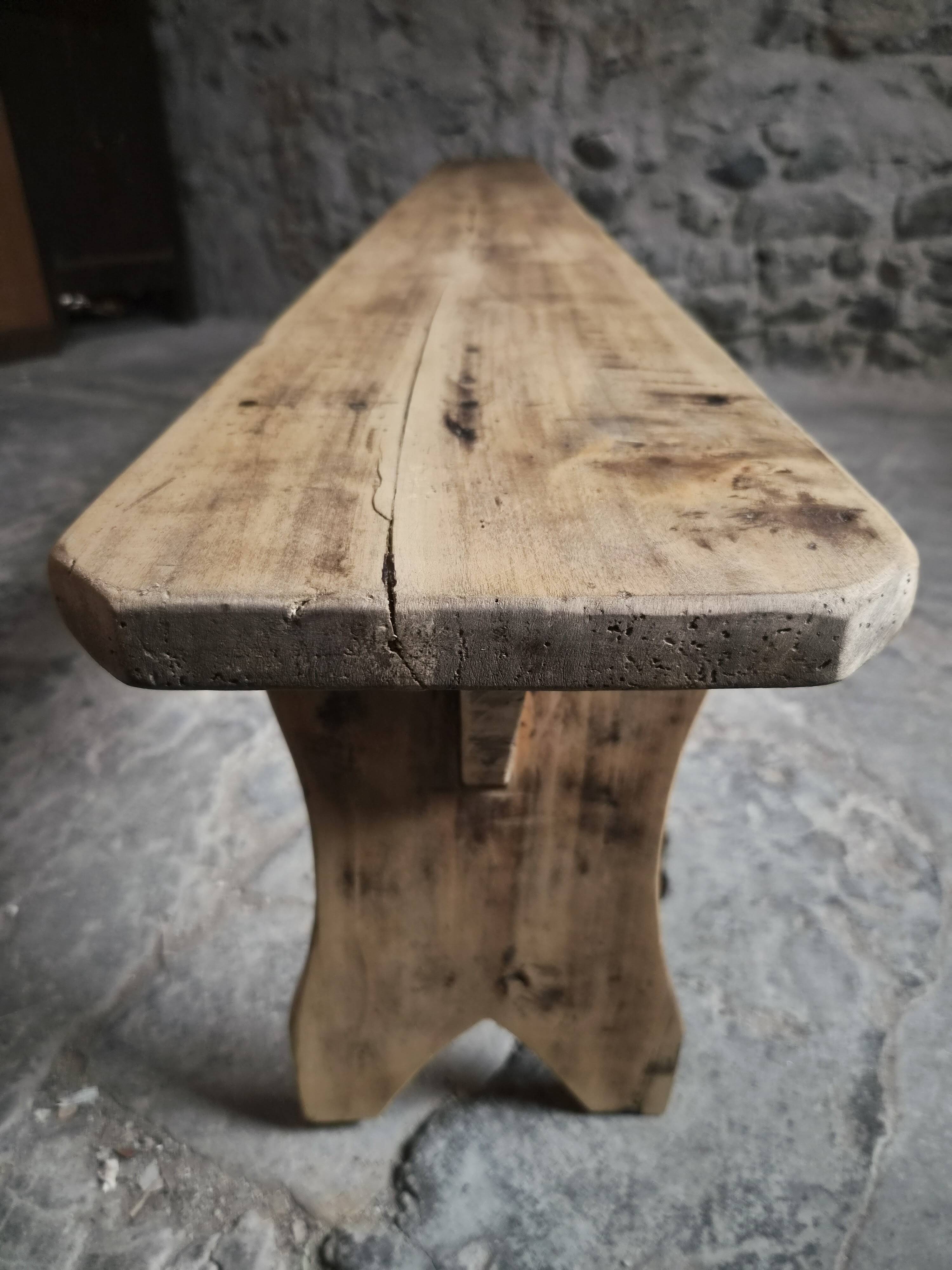 Ensemble de deux bancs vintage en bois de peuplier, 1920–1950