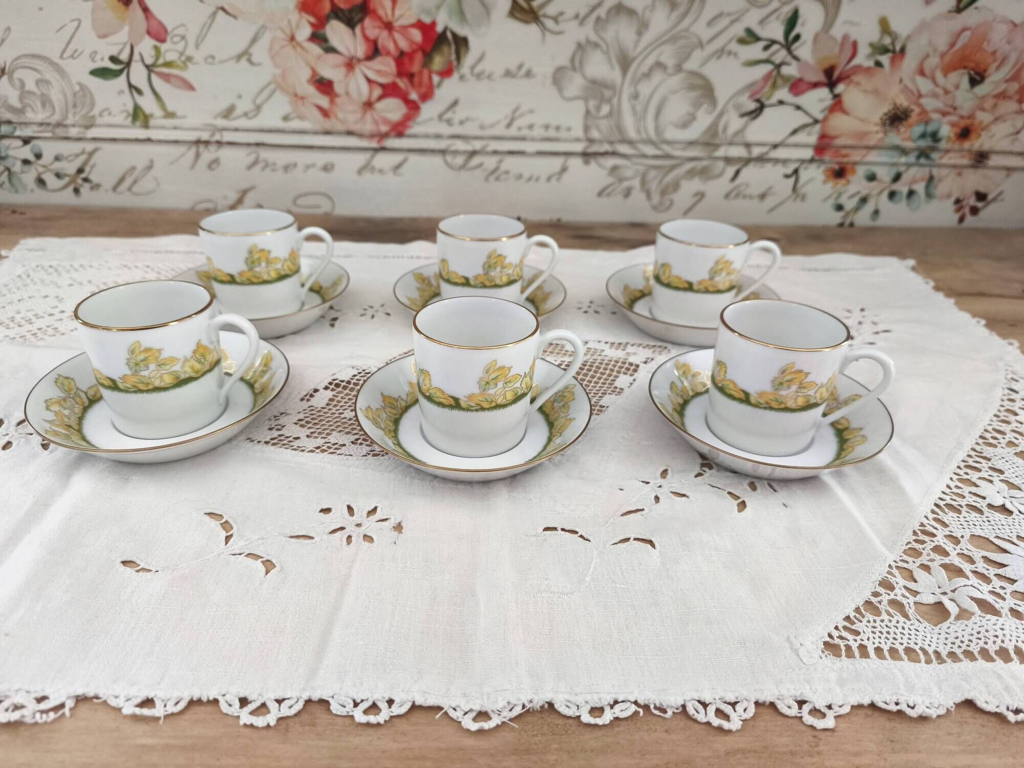 Set of 6 Limoges porcelain espresso cups Hôtel Métropole Brussels