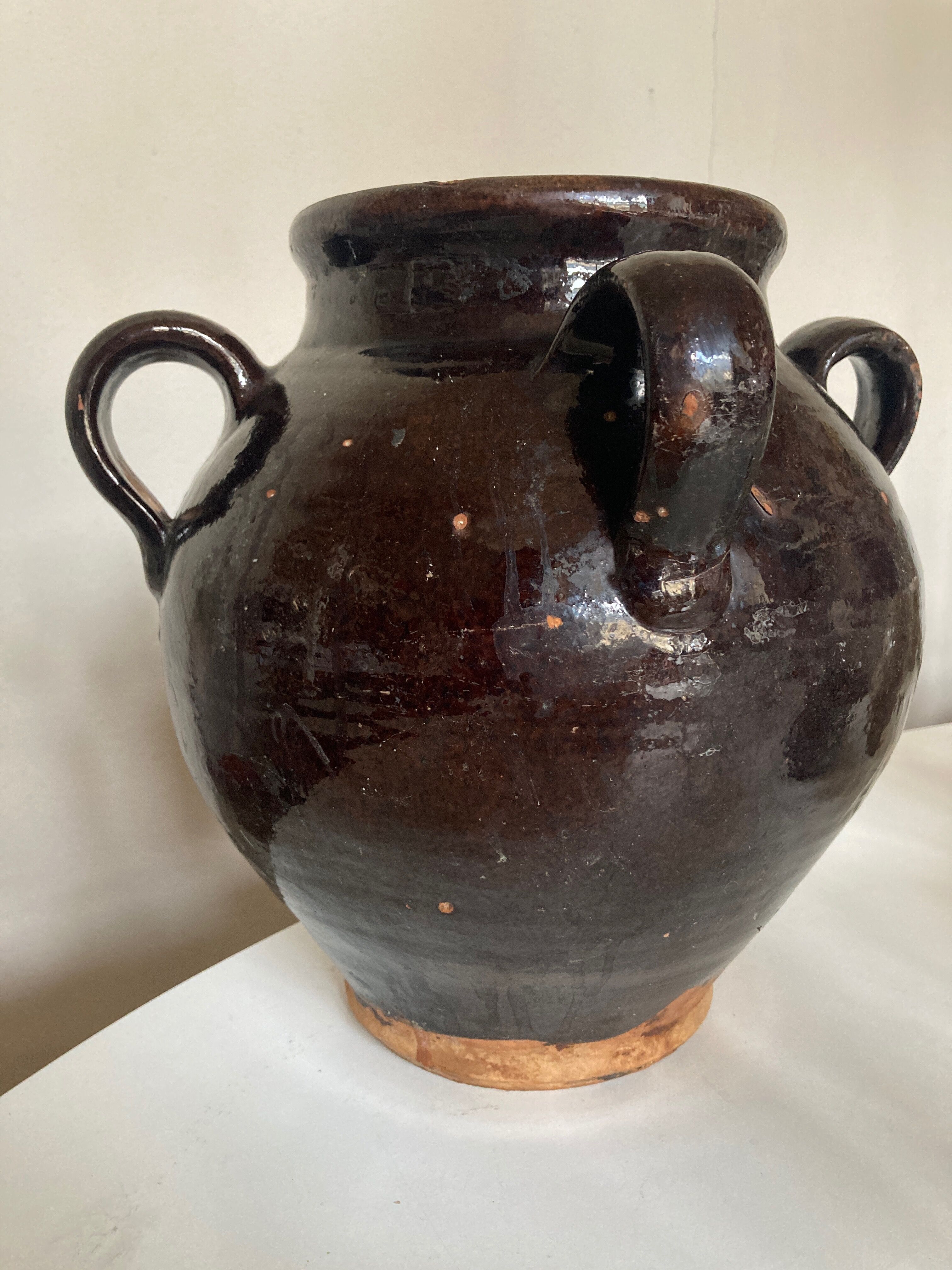 Produit BHV Jarre XXL de terre vernissée marron début 20e