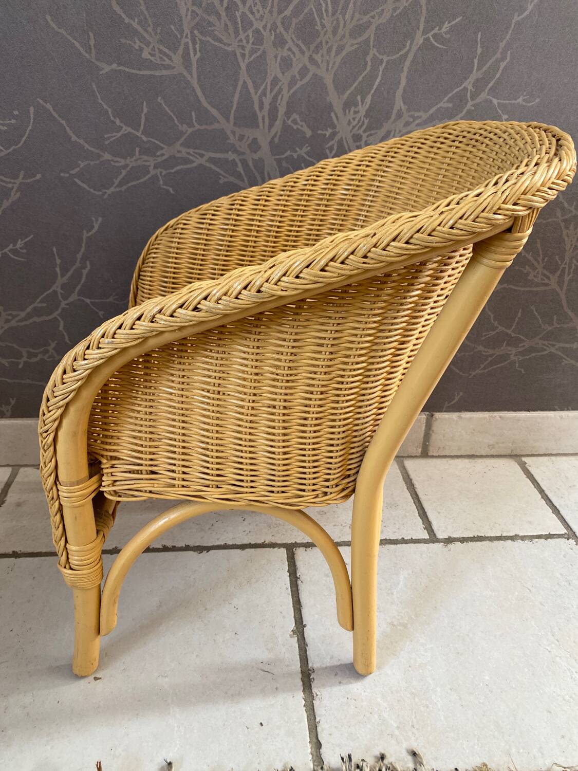 Fauteuil enfant en rotin vintage