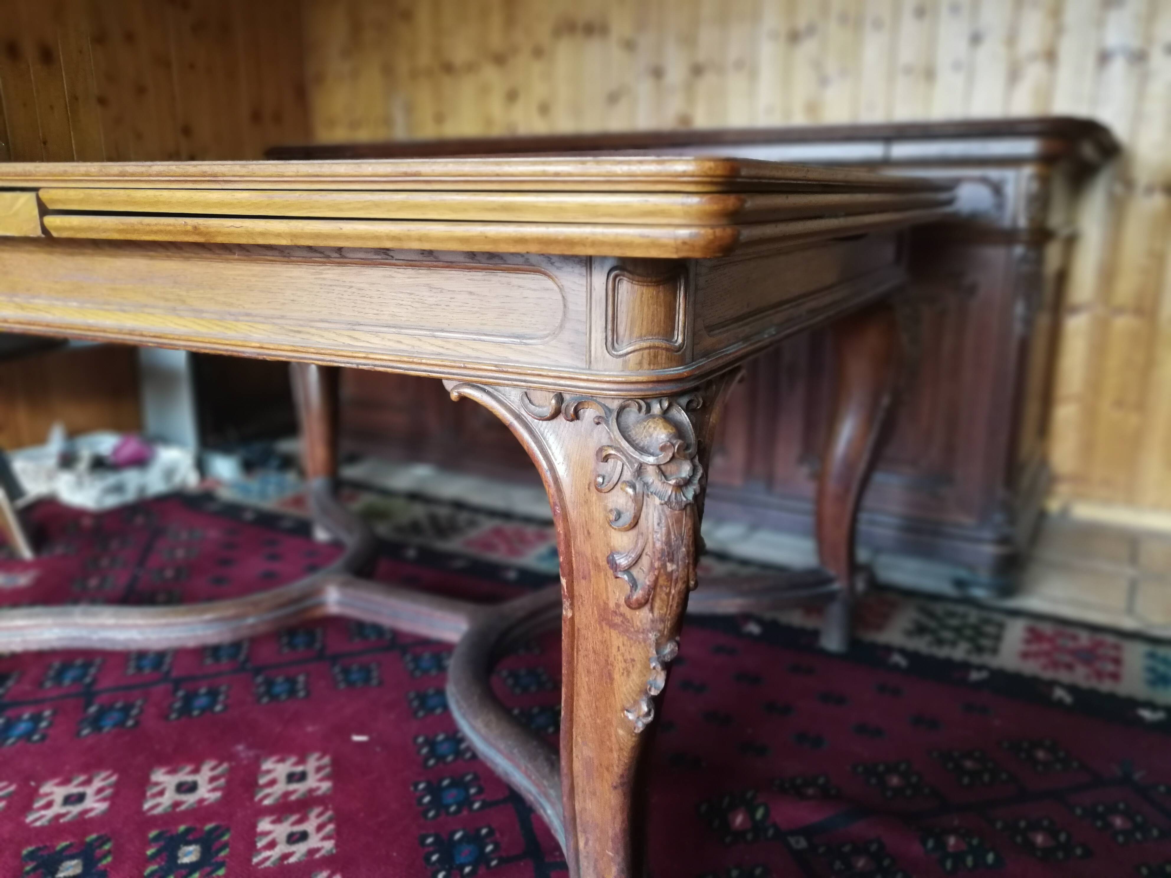 Large table for 12 people with extensions, Louis XV style.