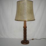 Charles Dudouyt style lamp in turned wood from the 1940s