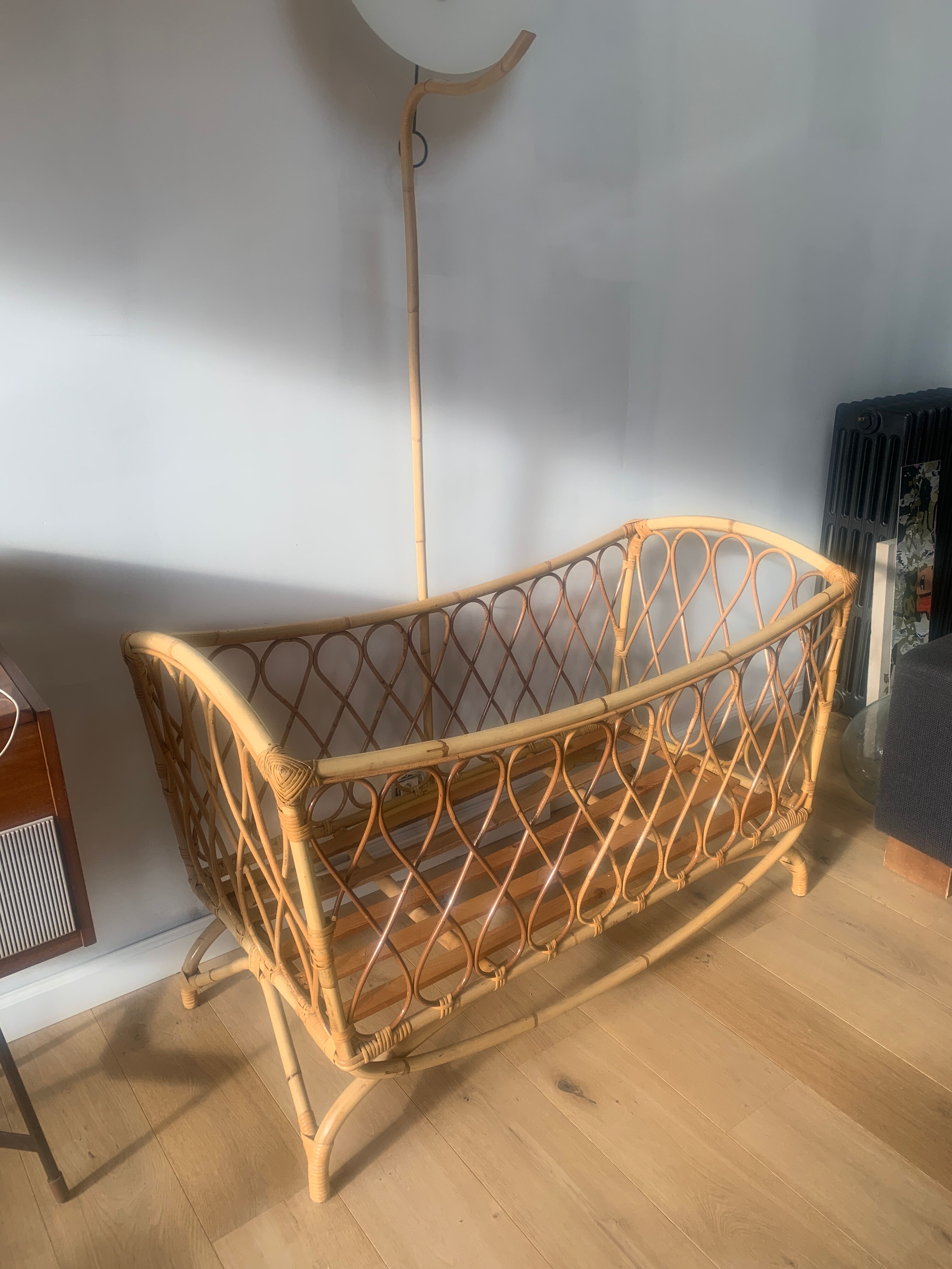 Vintage rattan cradle