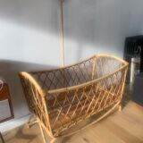 Vintage rattan cradle