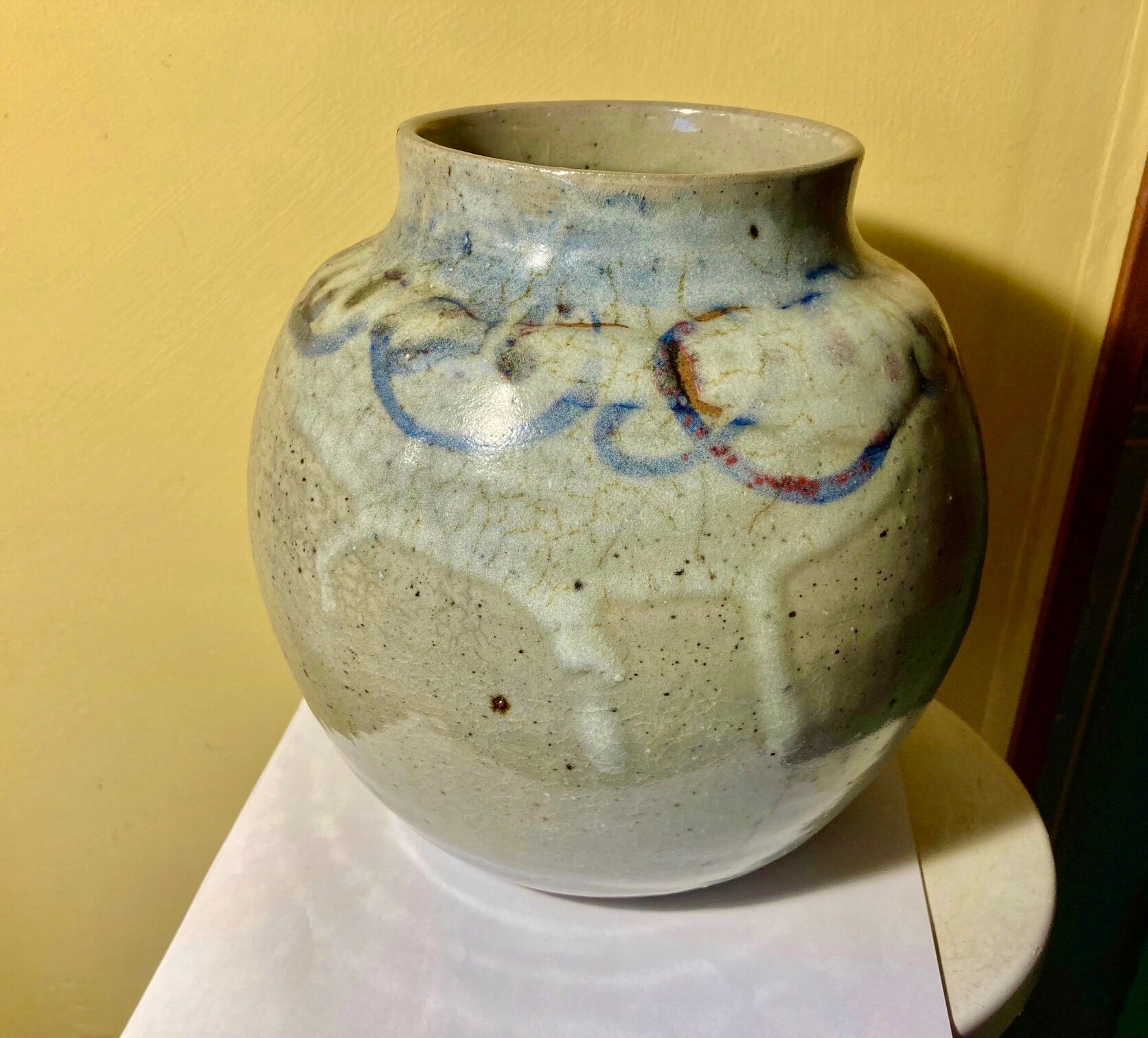 Vase pensu , enamelled ceramic, marking to be identified n°3 bis vintage