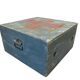Vintage grey wooden chest with red cross 'first aid'