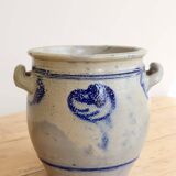 Old ceramic jar from Alsace with blue decoration.