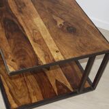 Metal and wood coffee table