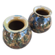 Lot of two spherical vases, glazed pottery - signed / 1970s