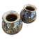 Lot of two spherical vases, glazed pottery - signed / 1970s