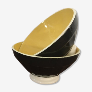 Digoin Sarreguemines bowls in yellow and black