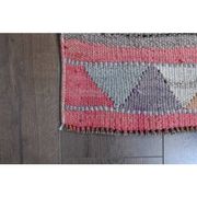 1970s Vintage Turkish Oushak Handmade Wool Cotton Pink Runner Rug 93X323