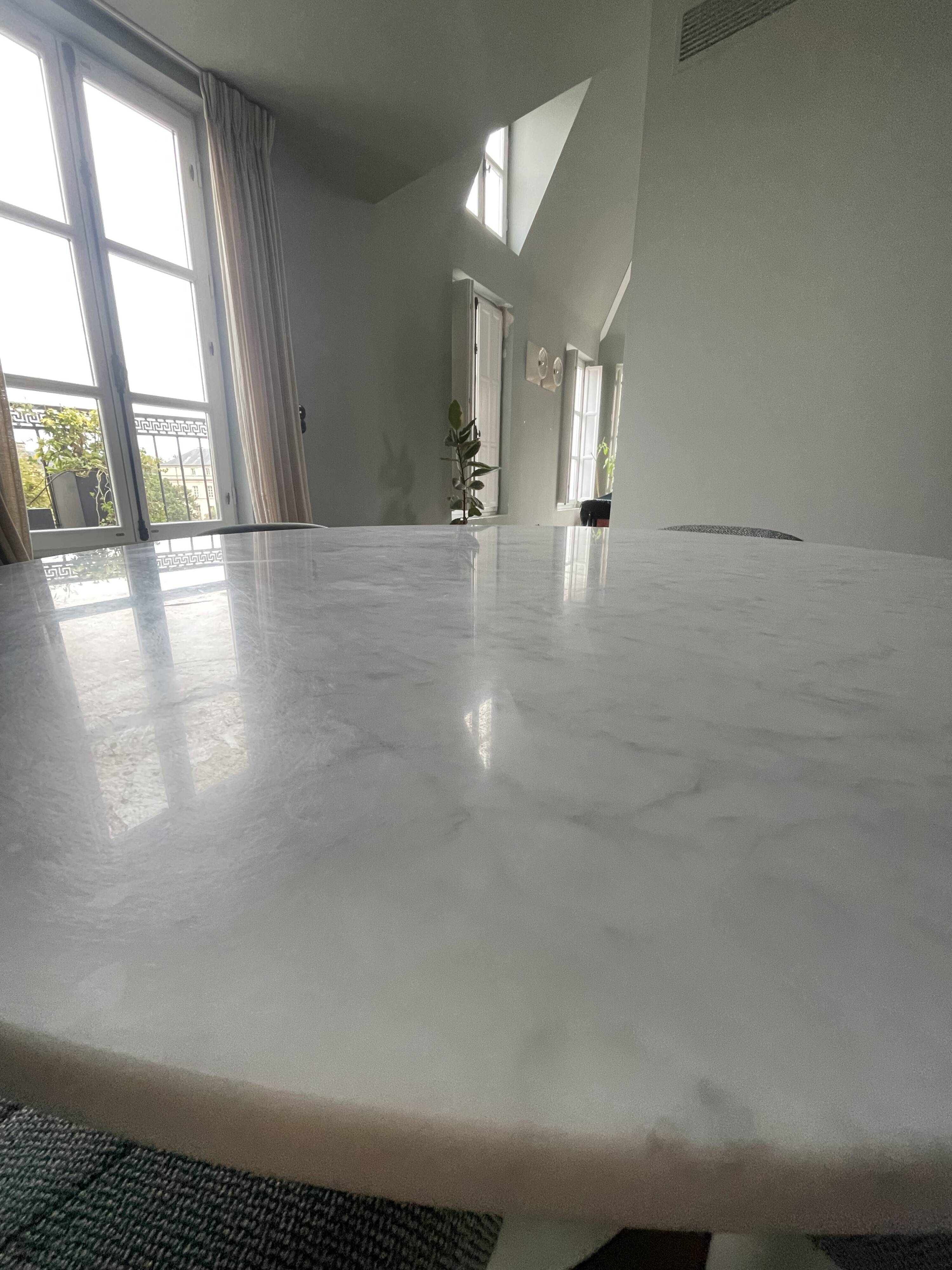 Arflex Carrara white marble dining table
