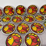 Service assiettes en céramique italienne signé Desimone Italy decor poisson années 60 vintage