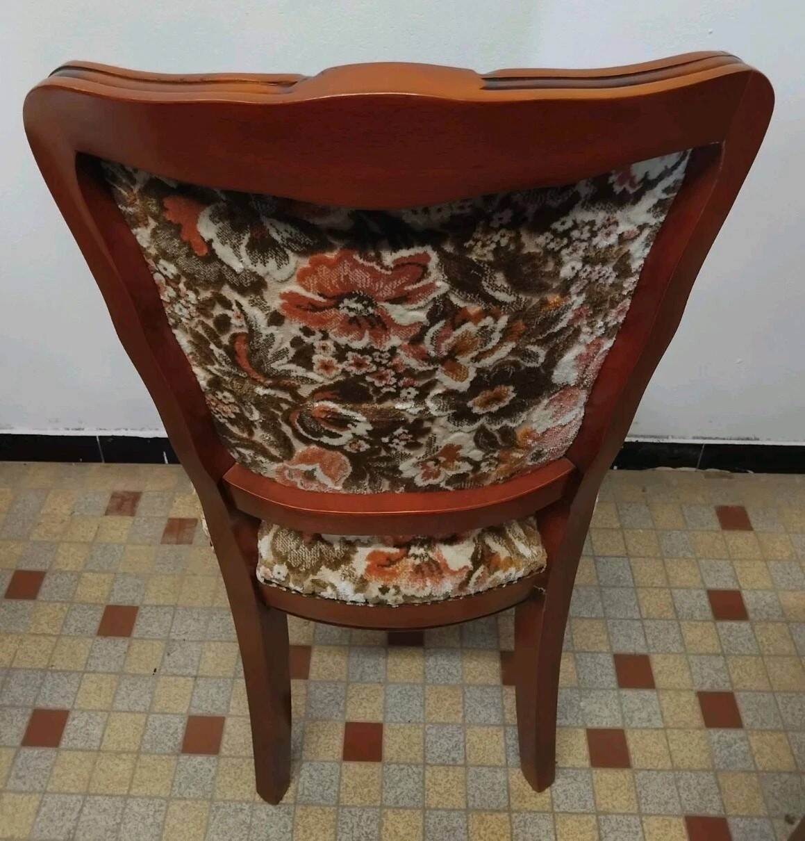 Louis XV Style Chair in Wood and Floral Fabric