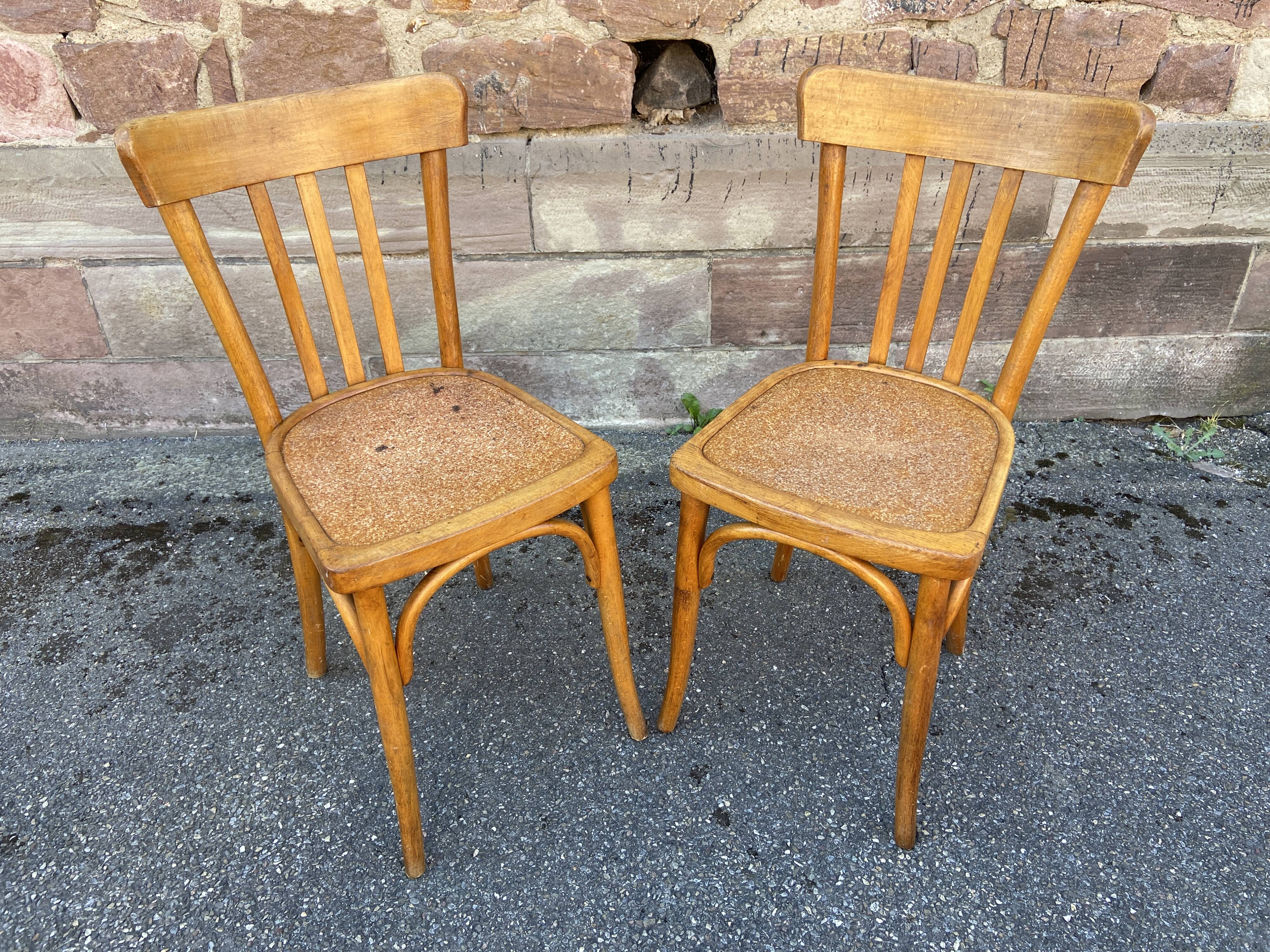 Pair of 1950s bistro cafe chairs