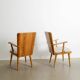Paire de fauteuils en bois suédois du milieu du siècle par Göran Malmvall, années 1940.