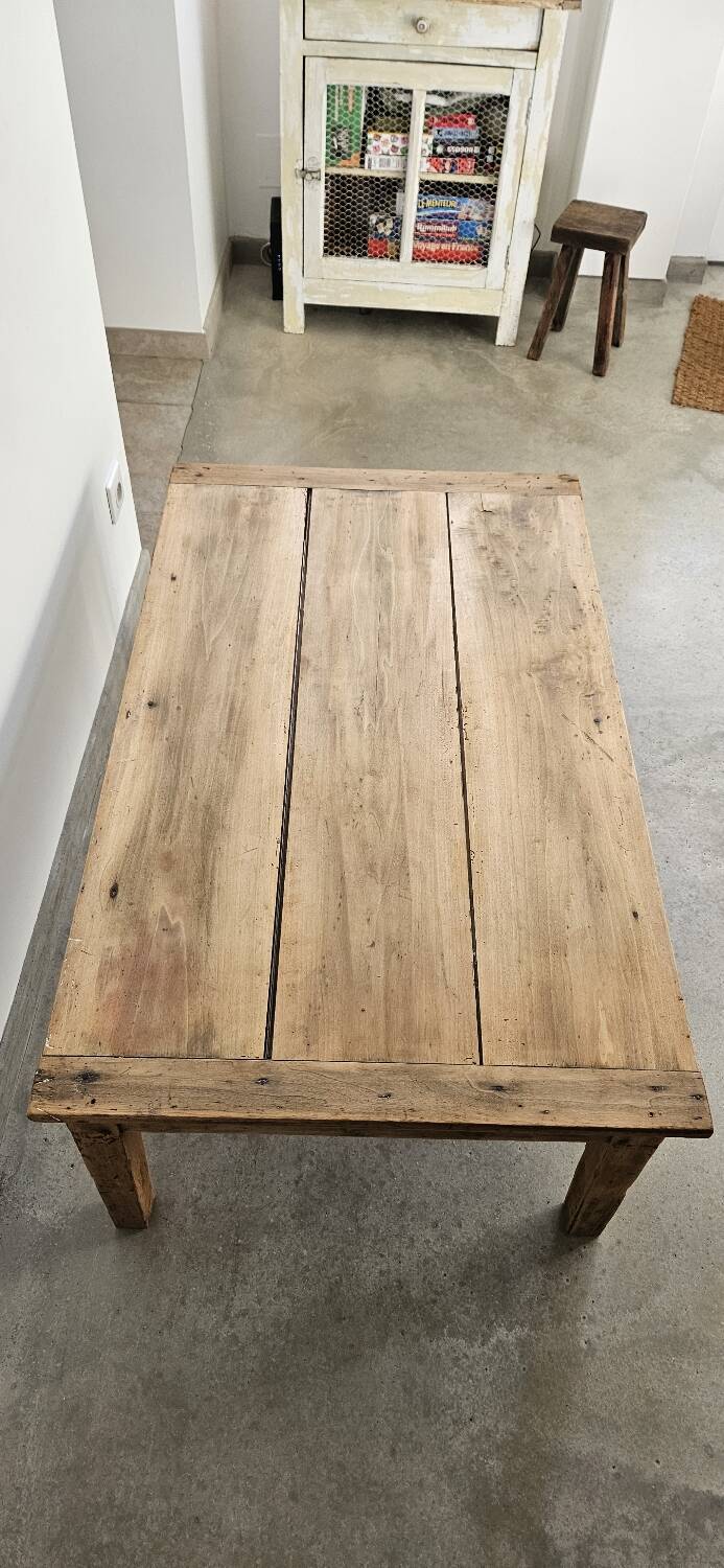 Antique low farmhouse table in beech wood