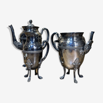 Coffee/tea service, silver metal, empire style, french goldsmithery, xix