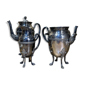 Coffee/tea service, silver metal, empire style, french goldsmithery, xix