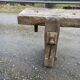 Old wooden workbench furniture by trade with vice