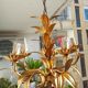 Chandelier gilded metal leaves by Hans Kogl, 1970's