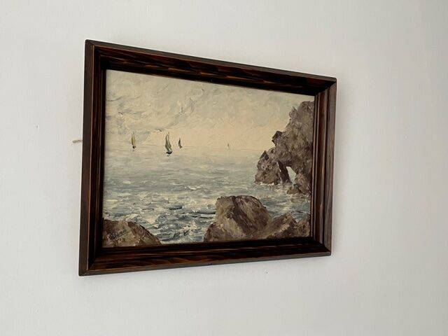 Tableau "Marine" huile sur panneau signée