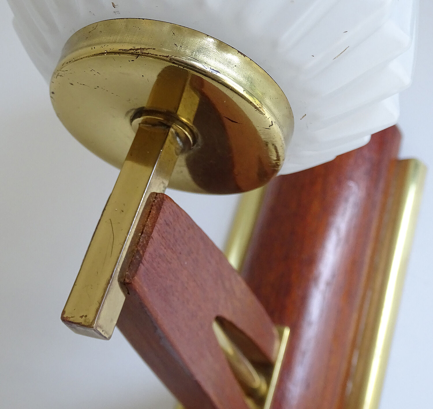Scandinavian vintage aplique, 60s, teak glass brass