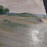 Tableau peinture huile sur carton paysage champêtre début XXème