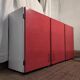 Placard haut de cuisine trois portes en formica rose