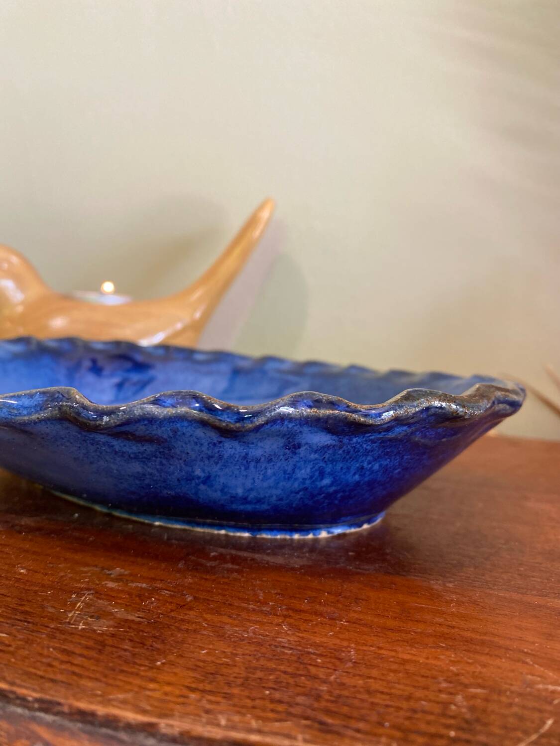 Blue stoneware dish