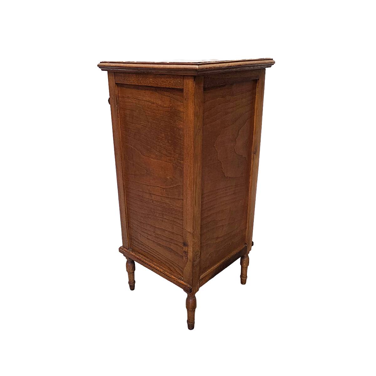 Antique French Oak Bedside Table With Marble Top, early 1900s