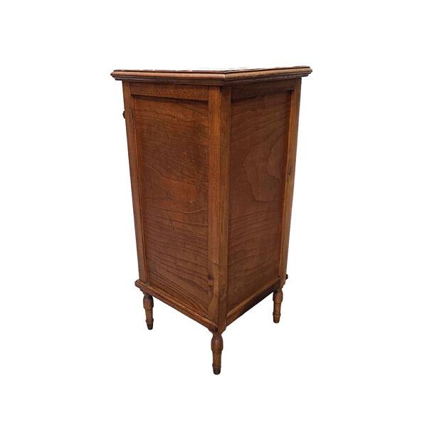Table de chevet ancienne en chêne français avec plateau en marbre, début des années 1900