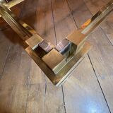 Vintage Romeo Rega coffee table, smoked glass, brass and chrome metal, Hollywood Regency design 1970s