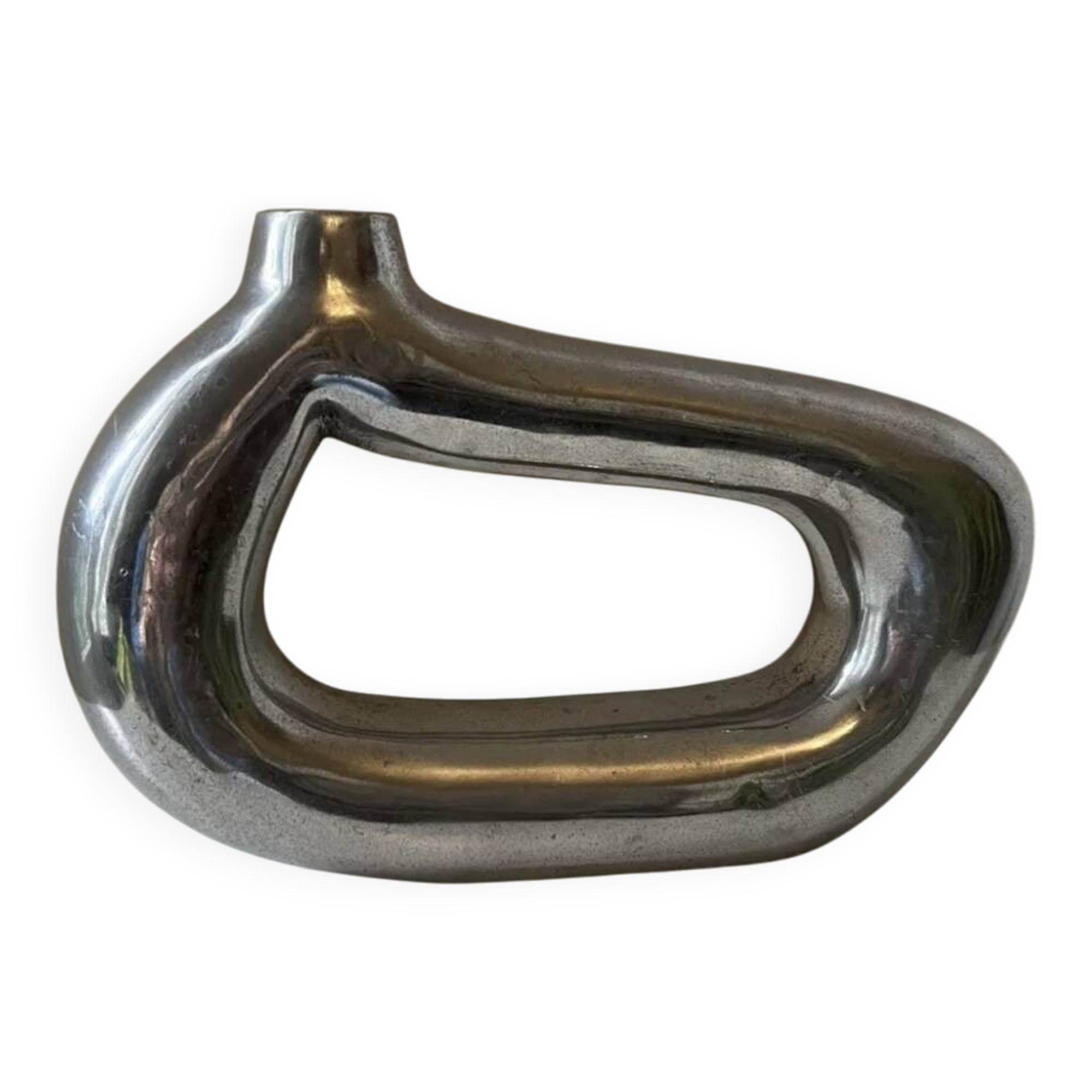 Vintage 1970s asymmetrical modernist aluminum soliflore vase