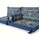 Anatolian Floor Couch, Blue Floor Sofa, Arabic Majlis Seating