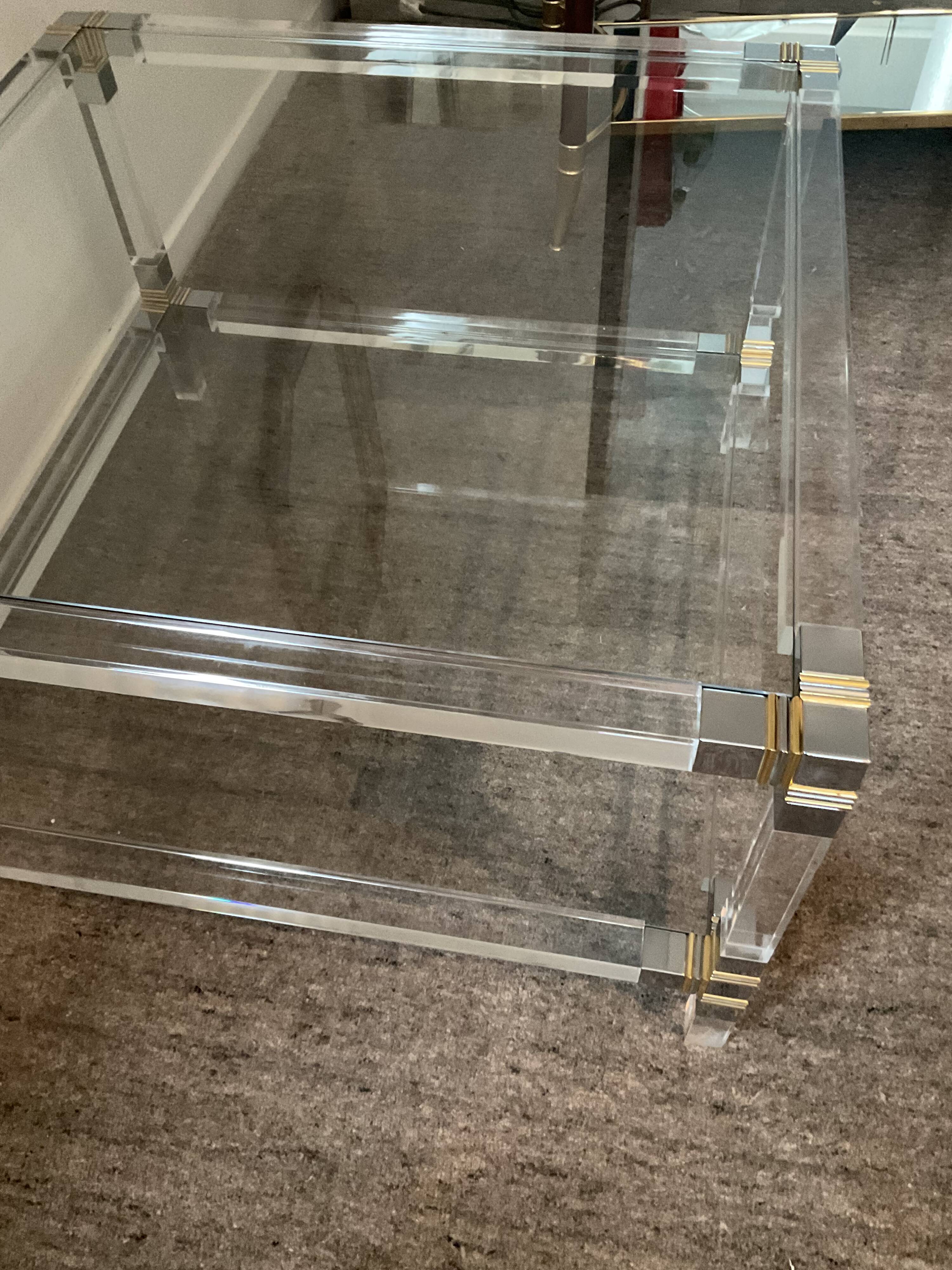 Pierre Vandel coffee table in lucite from the 70s