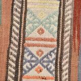 5x8 Orange Blue Striped Turkish Vintage Kilim Rug 170x245Cm