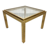 Small coffee table / Vintage brass and glass end table