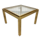 Small coffee table / Vintage brass and glass end table
