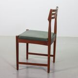 Bovenkamp Vintage Design Teak Wooden Dining Chairs with Leather Upholstery