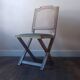 Set of 6 vintage French chairs in solid wood, canework and sky green