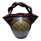 Vase, basket, in ceramic, woven handle