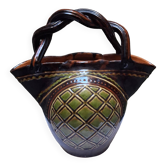 Vase, basket, ceramic, braided handle